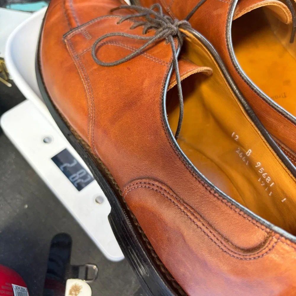 Allen Edmonds Bradley Dress Shoes Mens 12 B Brown Leather Split Toe Blucher